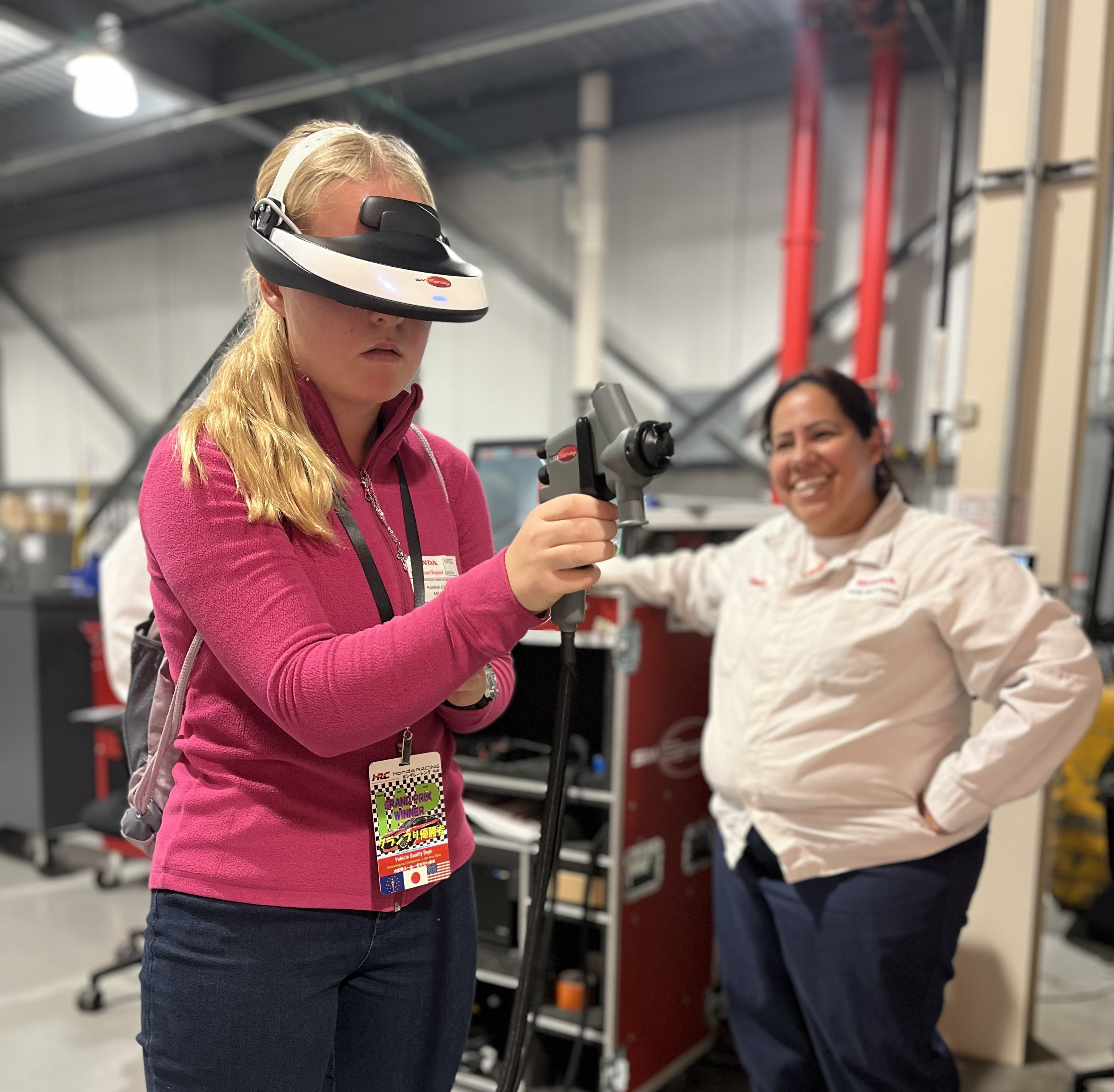Student using a VR headset.