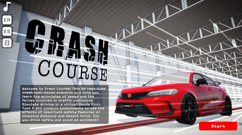 Honda Crash Course start screen.